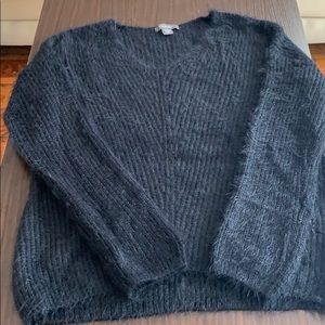 Black soft v-neck sweater